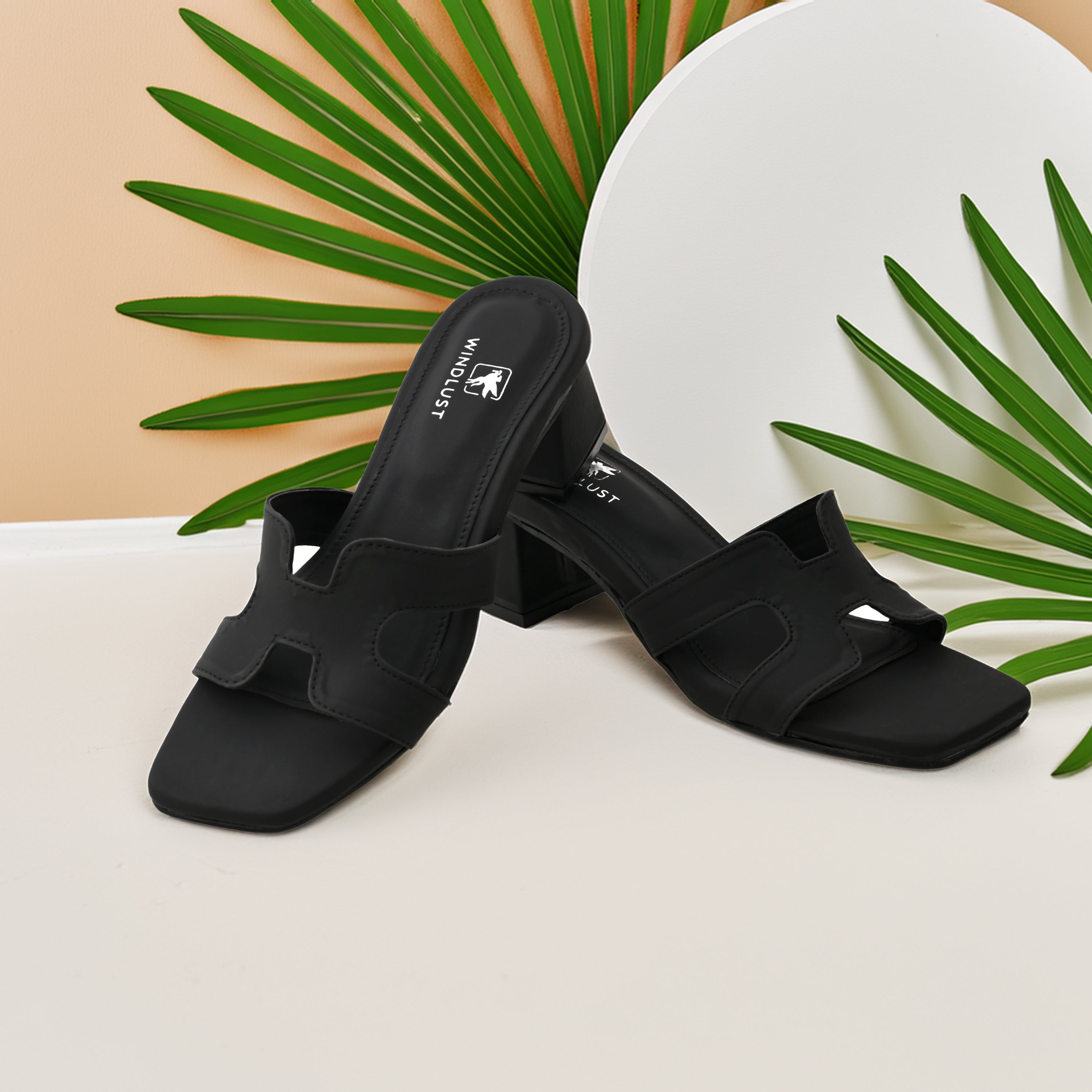 4 Way Cut Solid Heels - Jet Black - Windlust