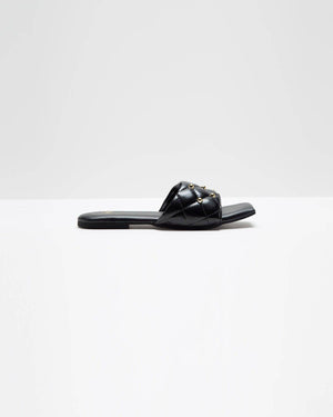 Black Studded T-Shaped Flats