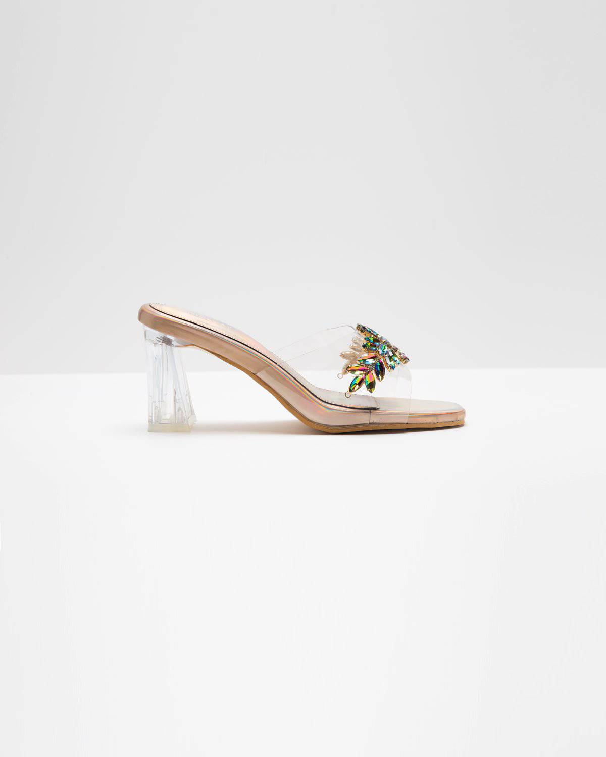Rainbow Textured Stone Embellisehd Heels - Copper - Windlust