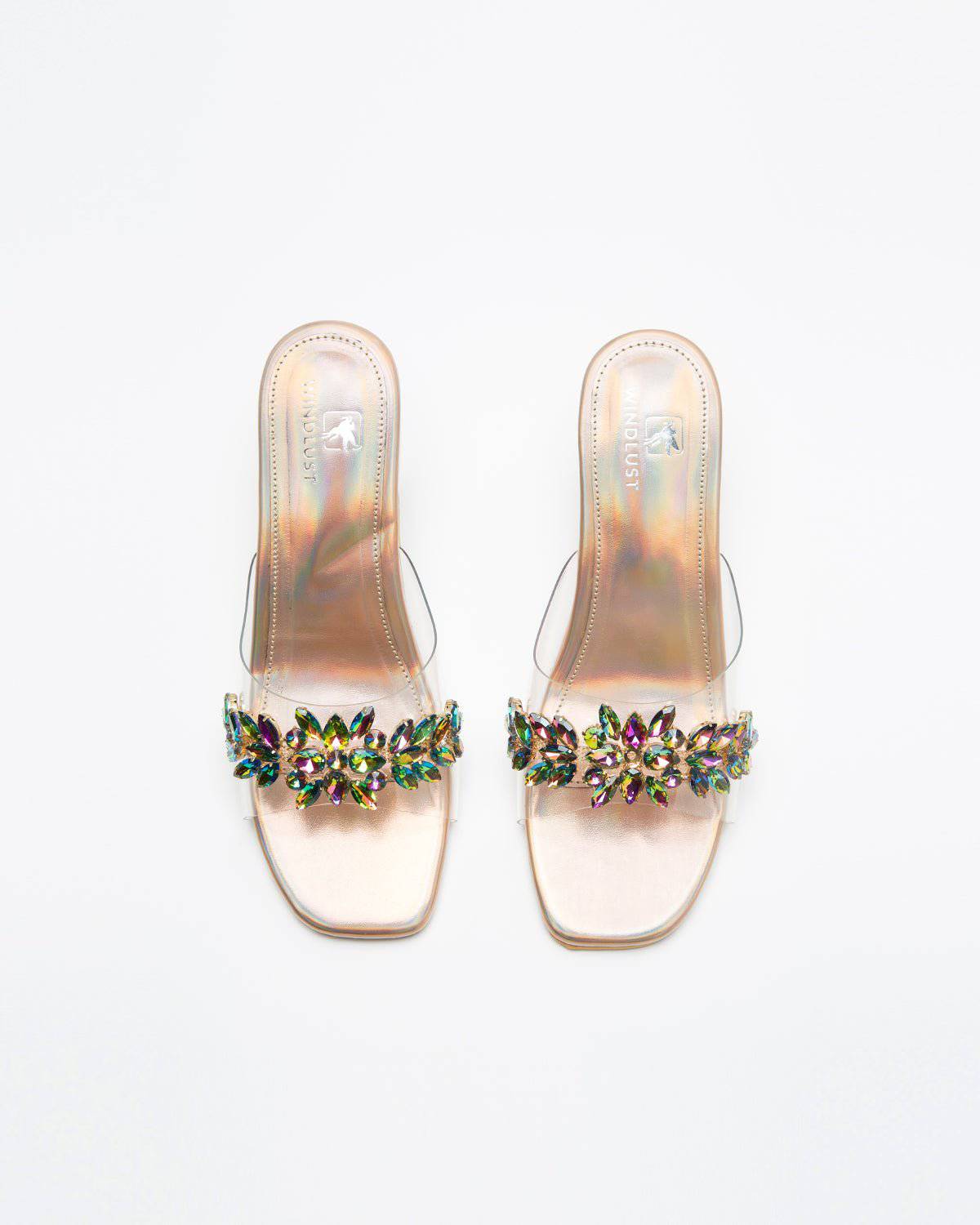 Rainbow Textured Stone Embellisehd Heels - Copper - Windlust