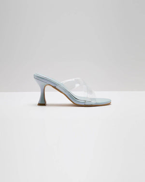 Transparent Cross Strapped Pumps - Light Metallic Blue