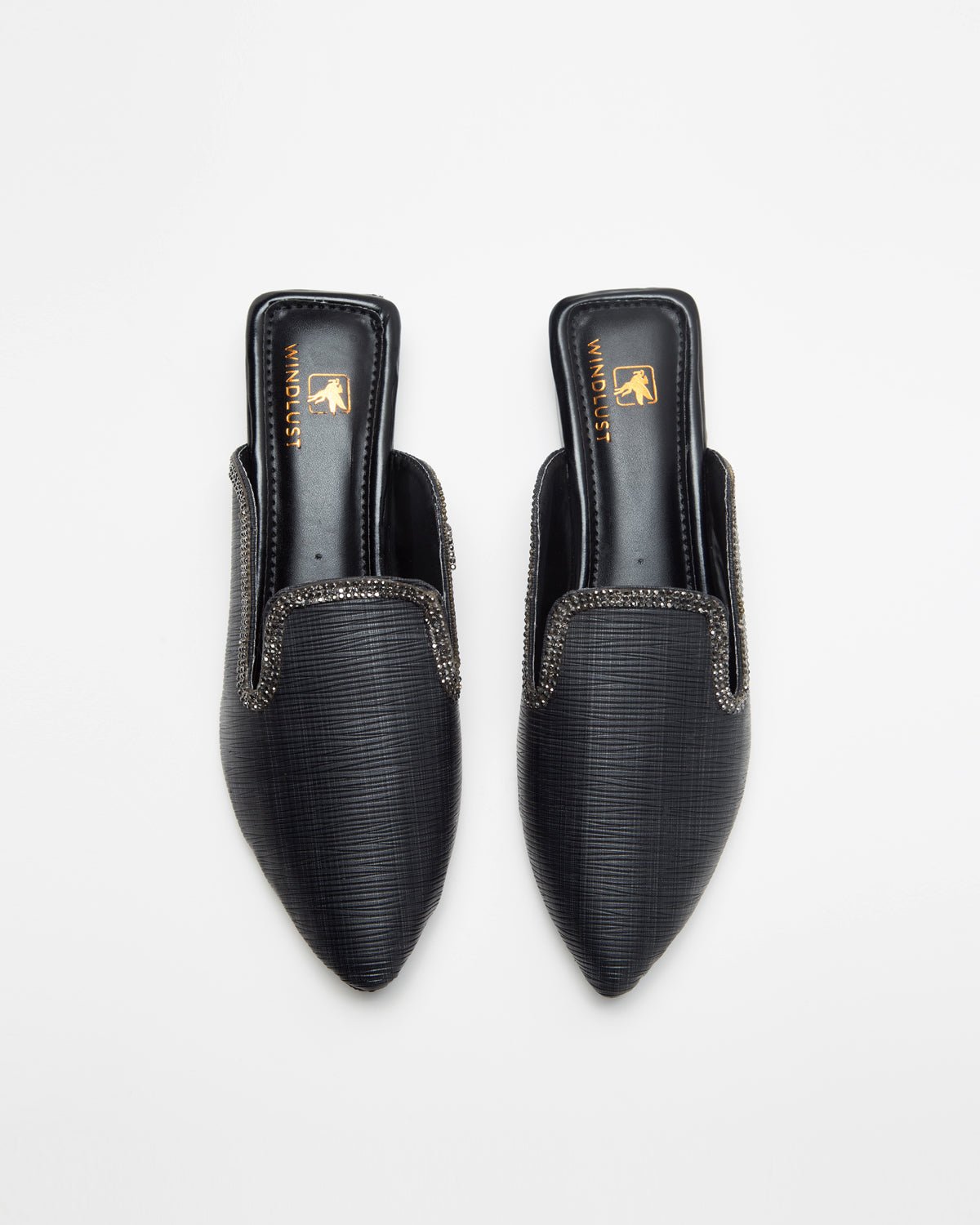 Fine Textured Black Mules - Windlust