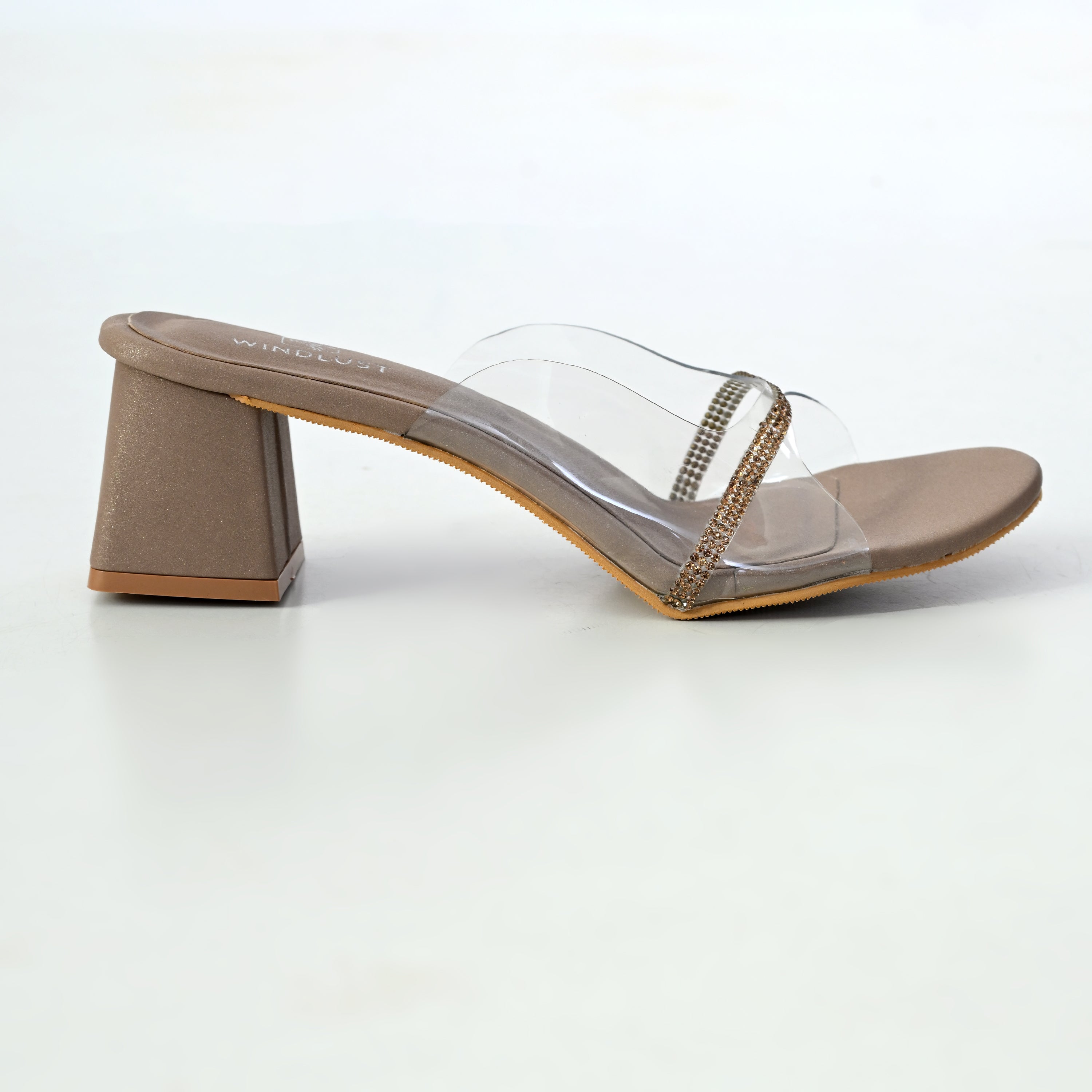 Clear Swarovski Line Heels - Taupe - Windlust