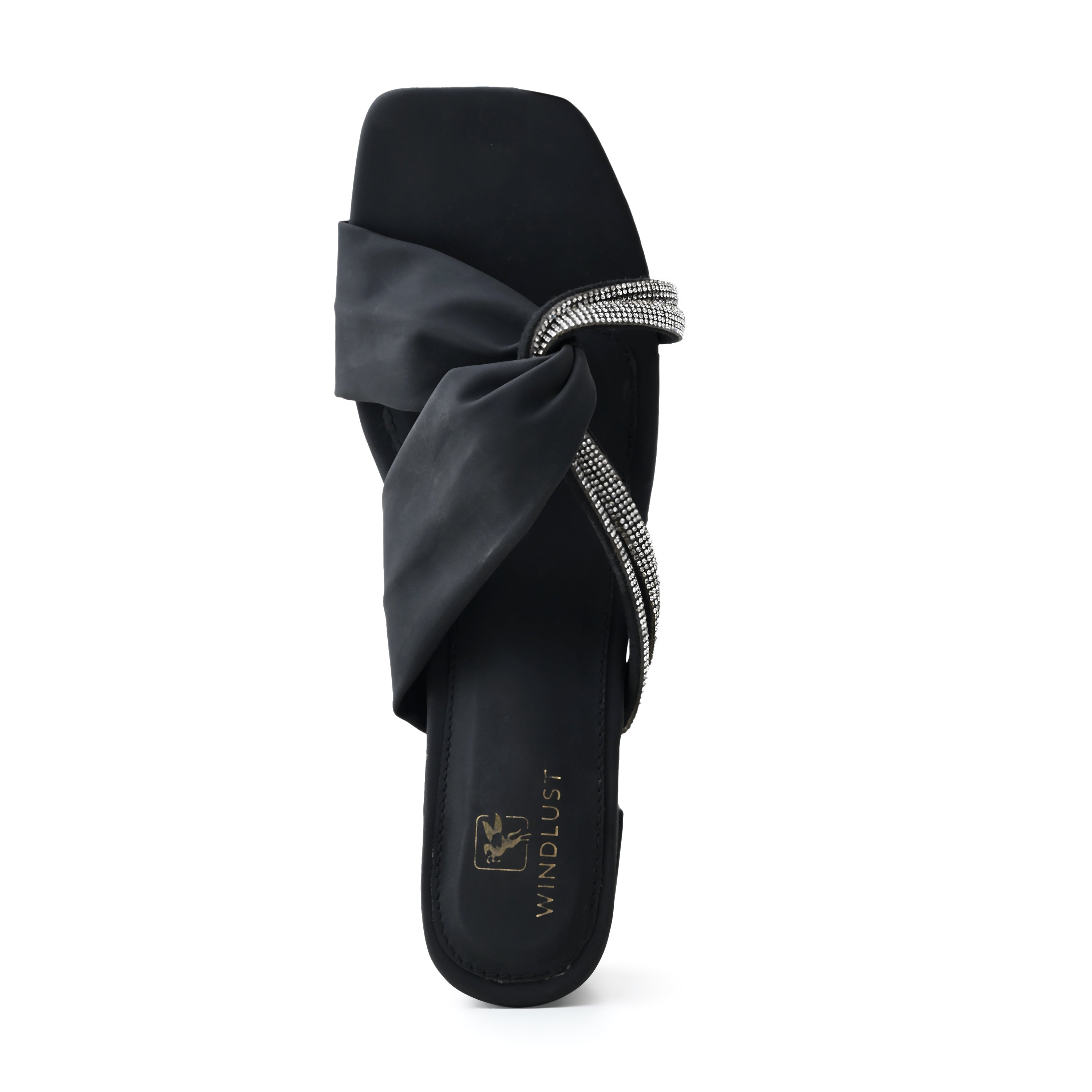 Interlocked Swarovski String Heels - Black - Windlust