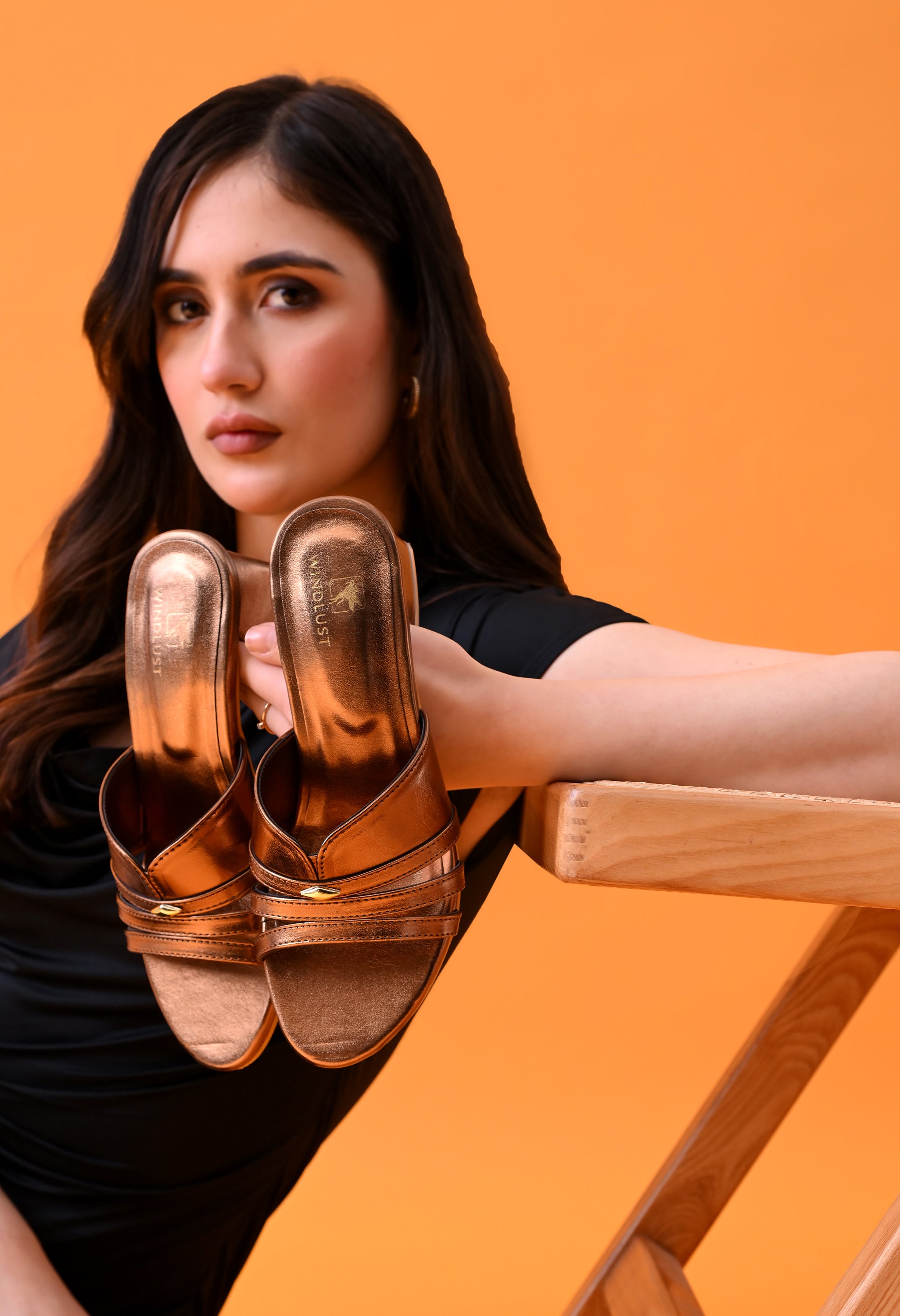 SHIMMERY BLOCK HEELS - DEEP COPPER - Windlust