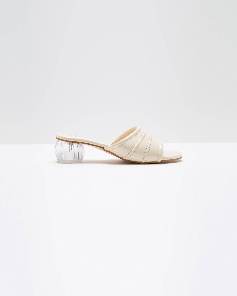 Glossy Pumps with Spherical Heel - Cream