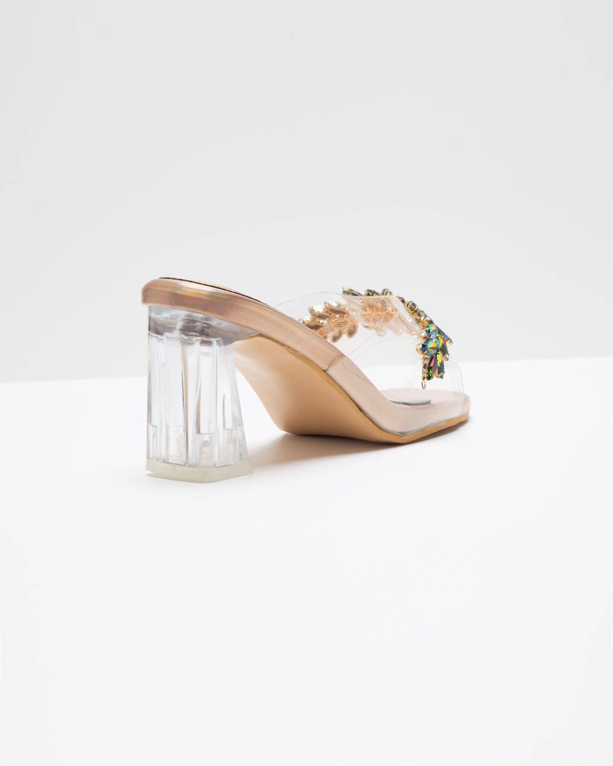 Rainbow Textured Stone Embellisehd Heels - Copper - Windlust