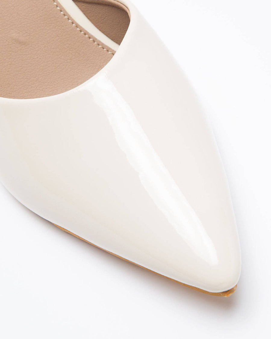 Windlust luxury cream solid mule heels, stylish slip-on footwear with a sleek design and rounded toe.