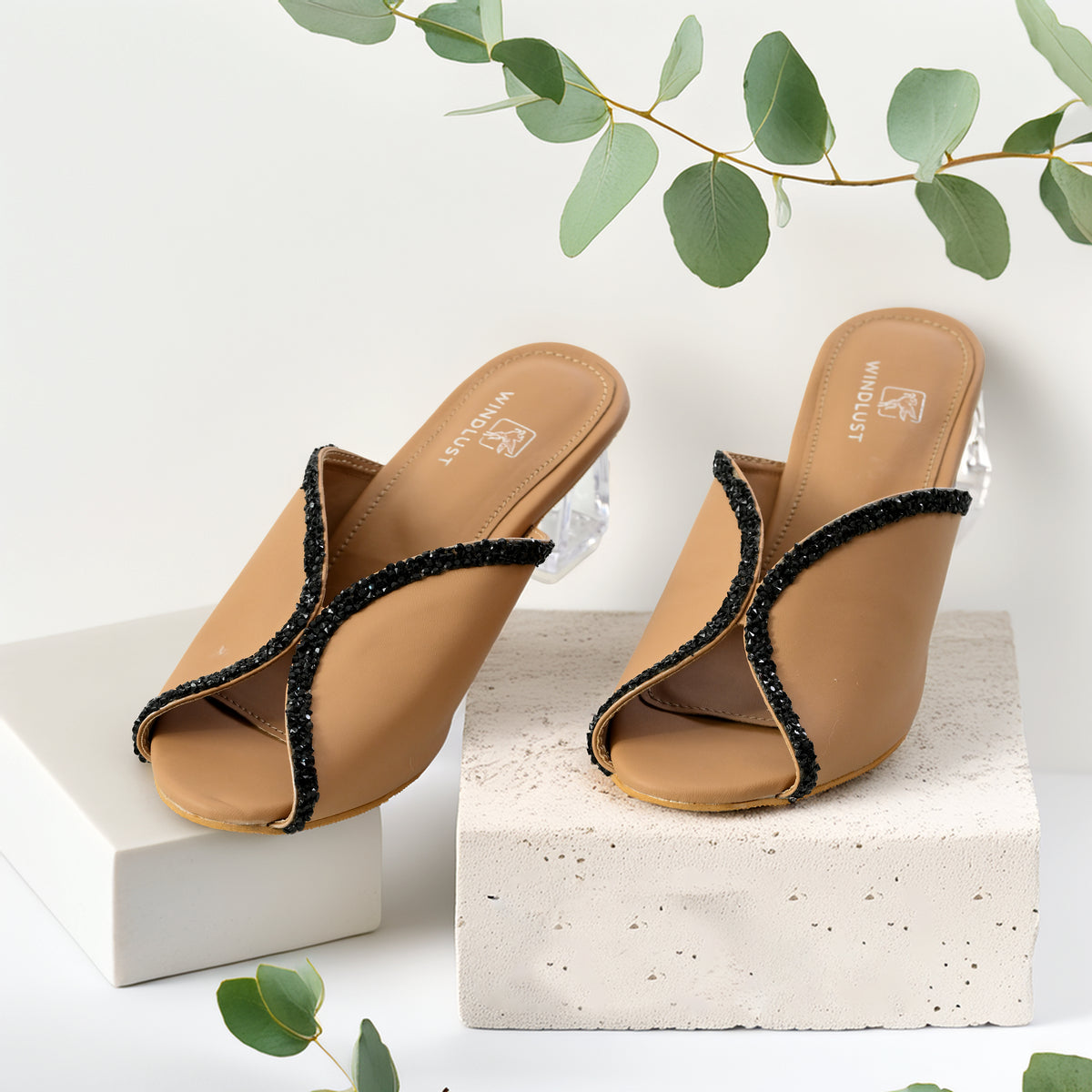 Swarovski Embellished Hallow Heel - Beige 2.0